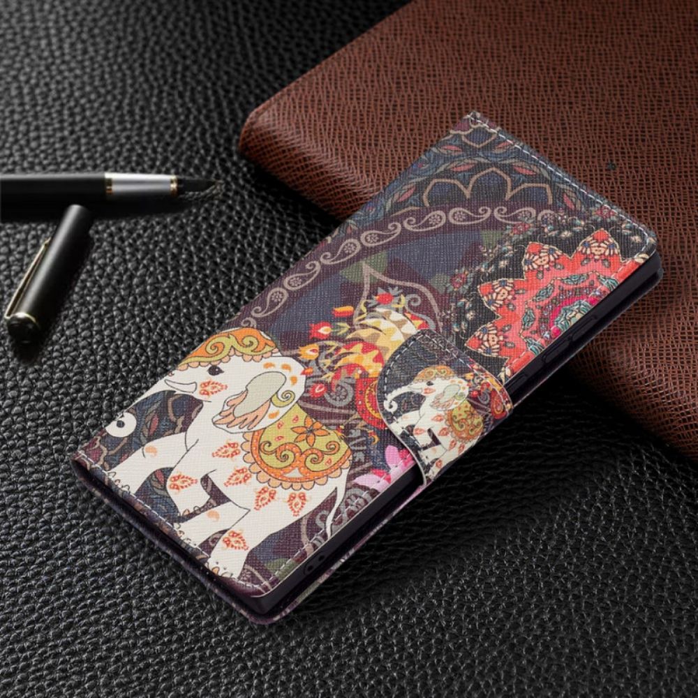 Folio-hoesje voor Samsung Galaxy S22 Ultra 5G Indische Olifant