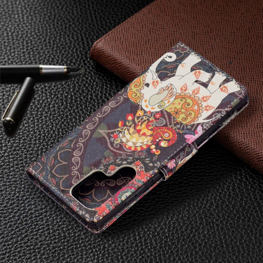 Folio-hoesje voor Samsung Galaxy S22 Ultra 5G Indische Olifant