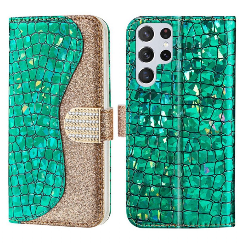 Folio-hoesje voor Samsung Galaxy S22 Ultra 5G Kroon Diamanten