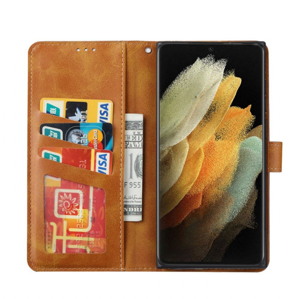 Folio-hoesje voor Samsung Galaxy S22 Ultra 5G Kunstleer Met Riem