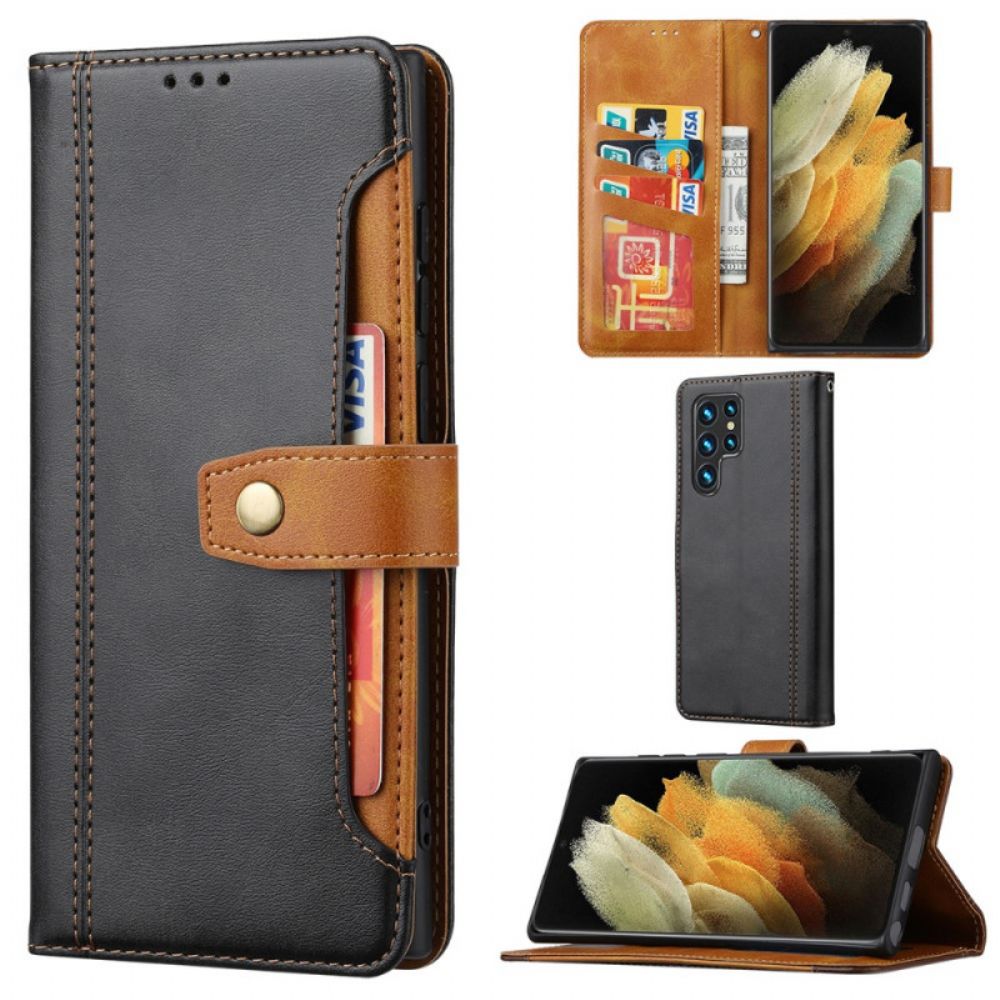 Folio-hoesje voor Samsung Galaxy S22 Ultra 5G Kunstleer Met Riem