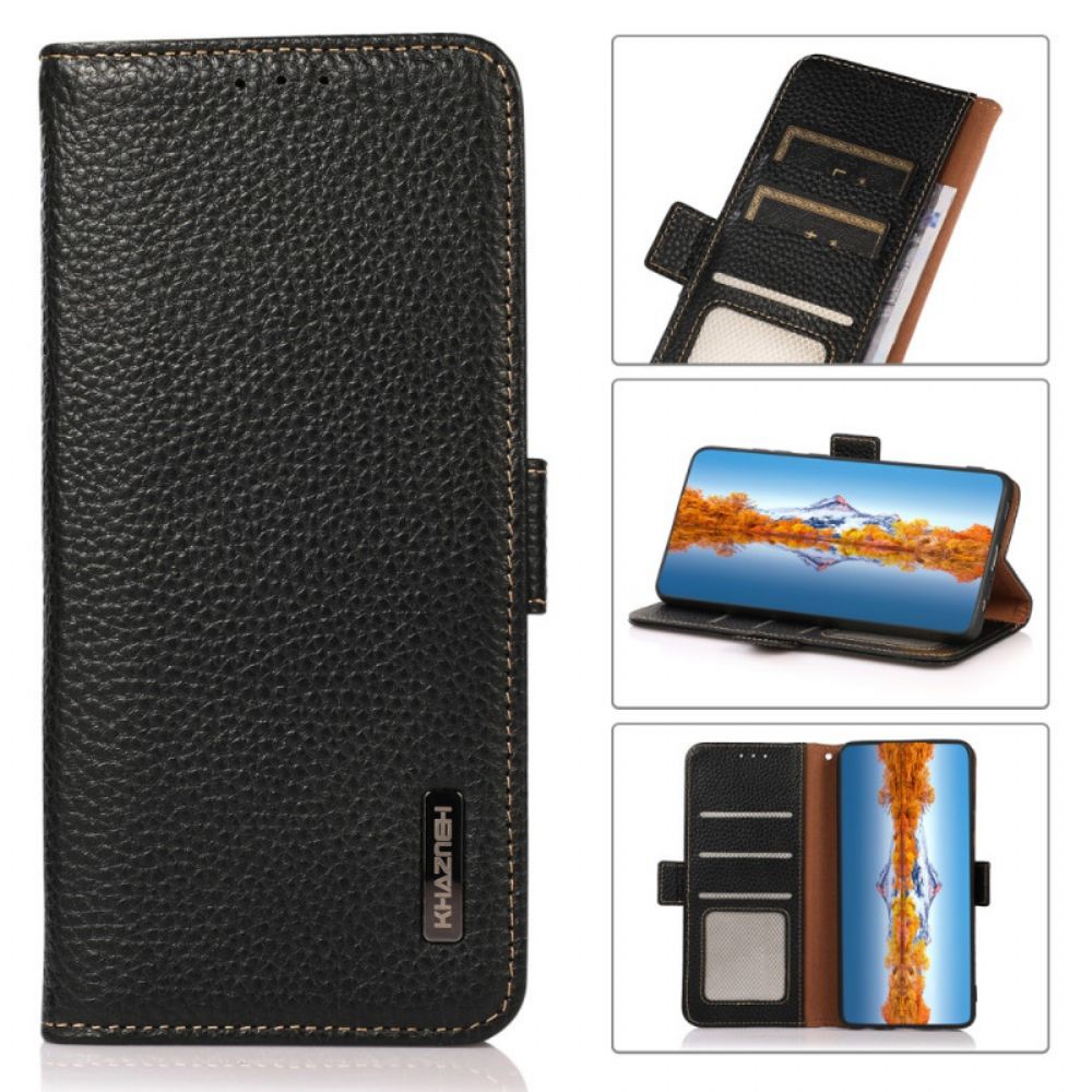 Folio-hoesje voor Samsung Galaxy S22 Ultra 5G Leren Lychee Khazneh Rfid