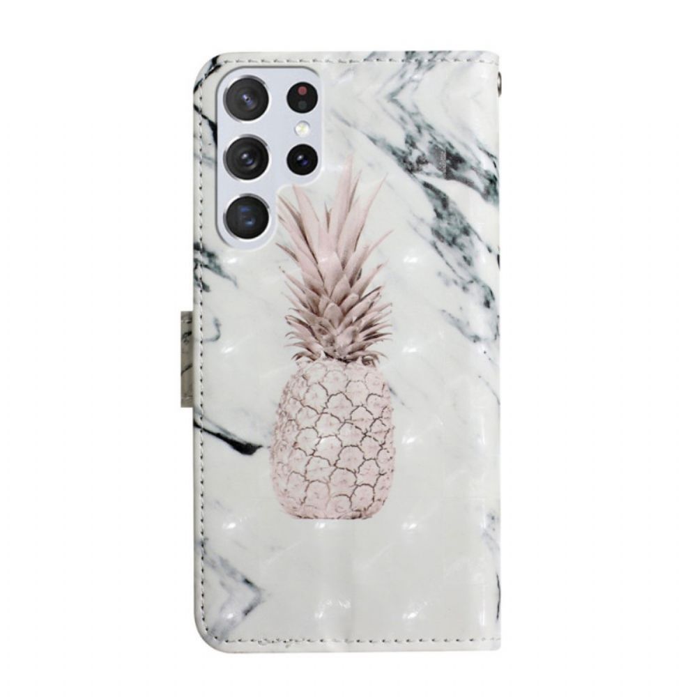 Folio-hoesje voor Samsung Galaxy S22 Ultra 5G Lichtvlek Ananas