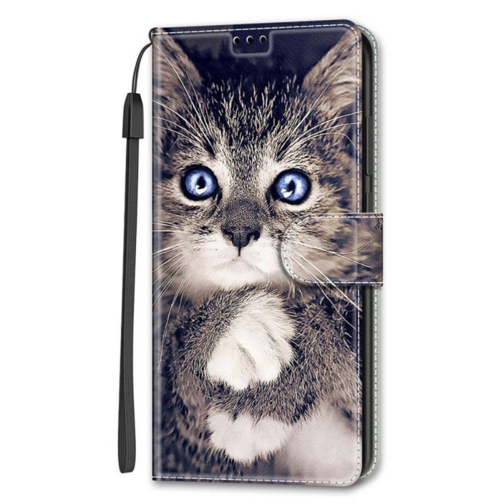 Folio-hoesje voor Samsung Galaxy S22 Ultra 5G Met Ketting Thong Kat Fan