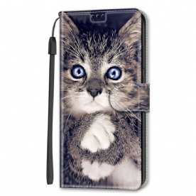 Folio-hoesje voor Samsung Galaxy S22 Ultra 5G Met Ketting Thong Kat Fan