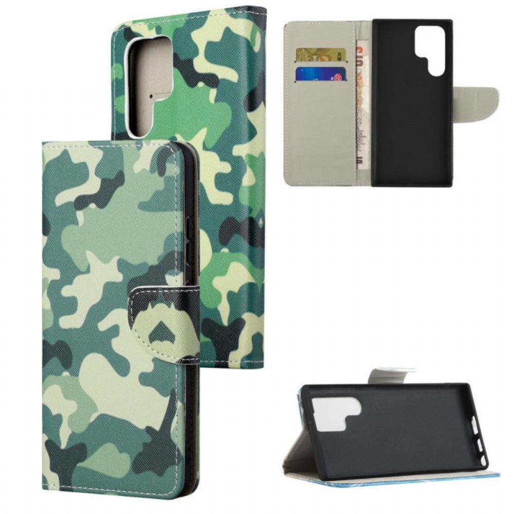 Folio-hoesje voor Samsung Galaxy S22 Ultra 5G Militaire Camouflage