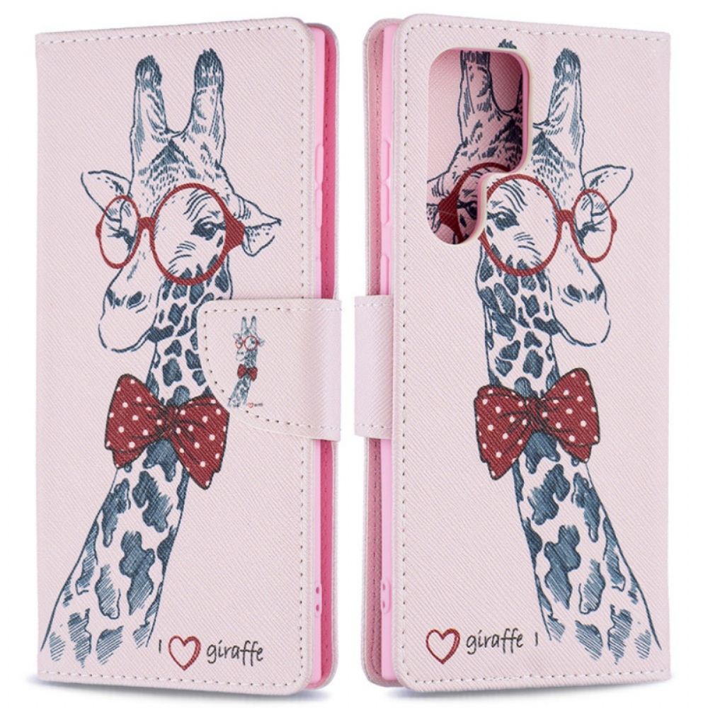 Folio-hoesje voor Samsung Galaxy S22 Ultra 5G Nerdy Giraf