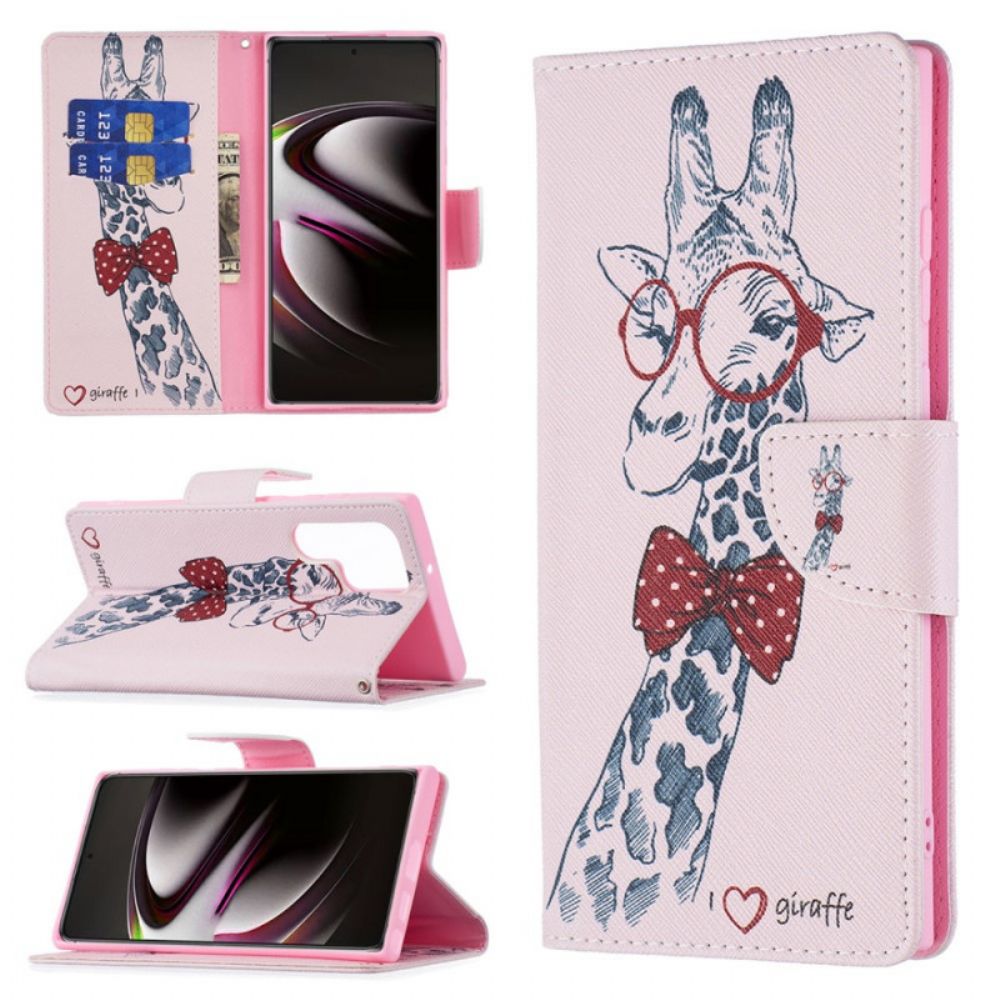 Folio-hoesje voor Samsung Galaxy S22 Ultra 5G Nerdy Giraf