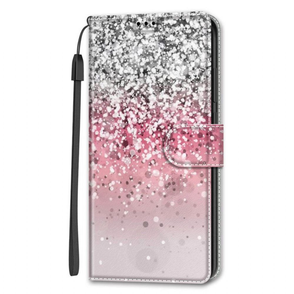 Folio-hoesje voor Samsung Galaxy S22 Ultra 5G Pailletten Met Riem