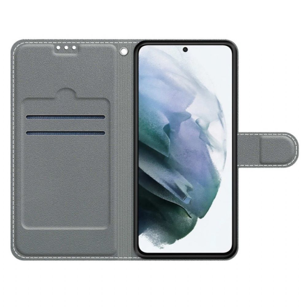 Folio-hoesje voor Samsung Galaxy S22 Ultra 5G Pailletten Met Riem