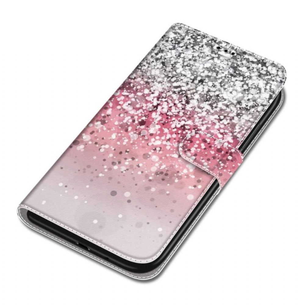 Folio-hoesje voor Samsung Galaxy S22 Ultra 5G Pailletten Met Riem