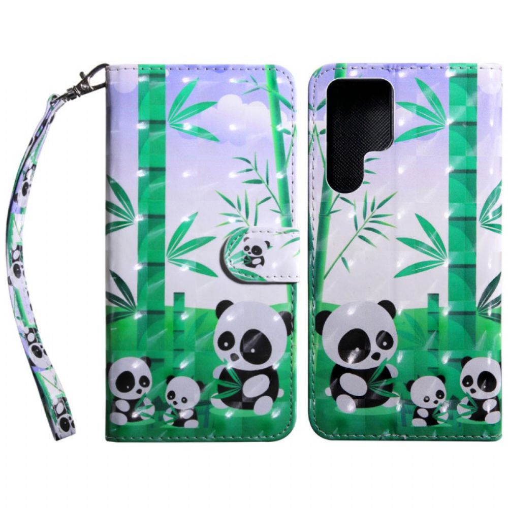 Folio-hoesje voor Samsung Galaxy S22 Ultra 5G Panda-familie