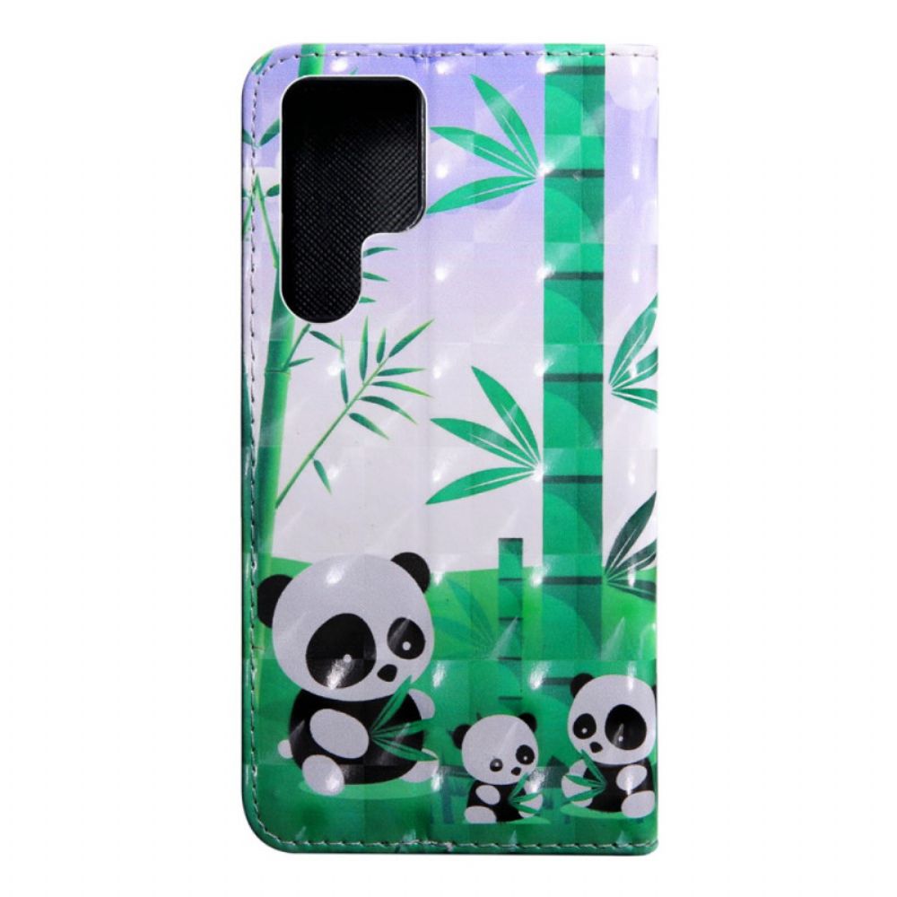 Folio-hoesje voor Samsung Galaxy S22 Ultra 5G Panda-familie