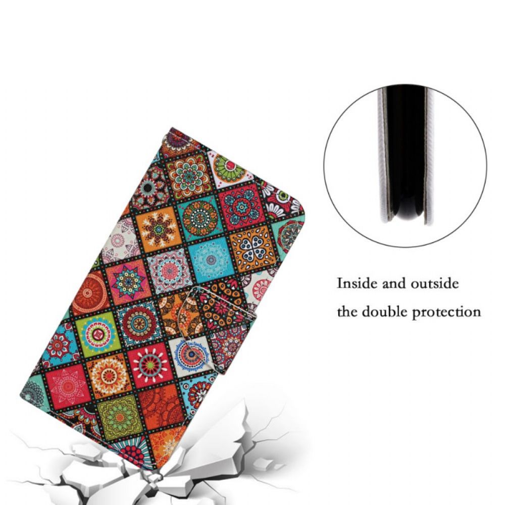 Folio-hoesje voor Samsung Galaxy S22 Ultra 5G Patchwork-mandala's Met Koord