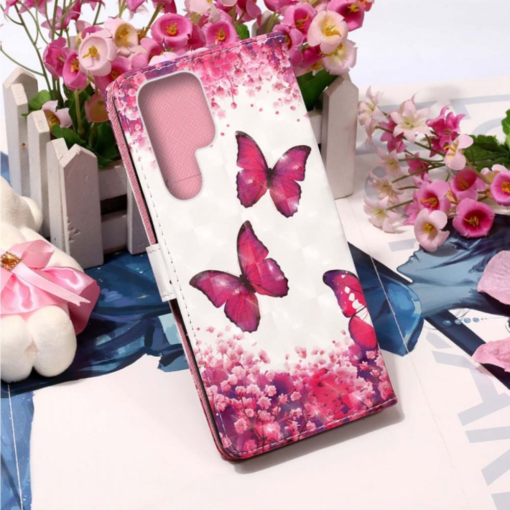 Folio-hoesje voor Samsung Galaxy S22 Ultra 5G Rode Vlinders