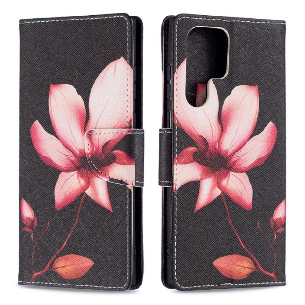 Folio-hoesje voor Samsung Galaxy S22 Ultra 5G Roze Bloem