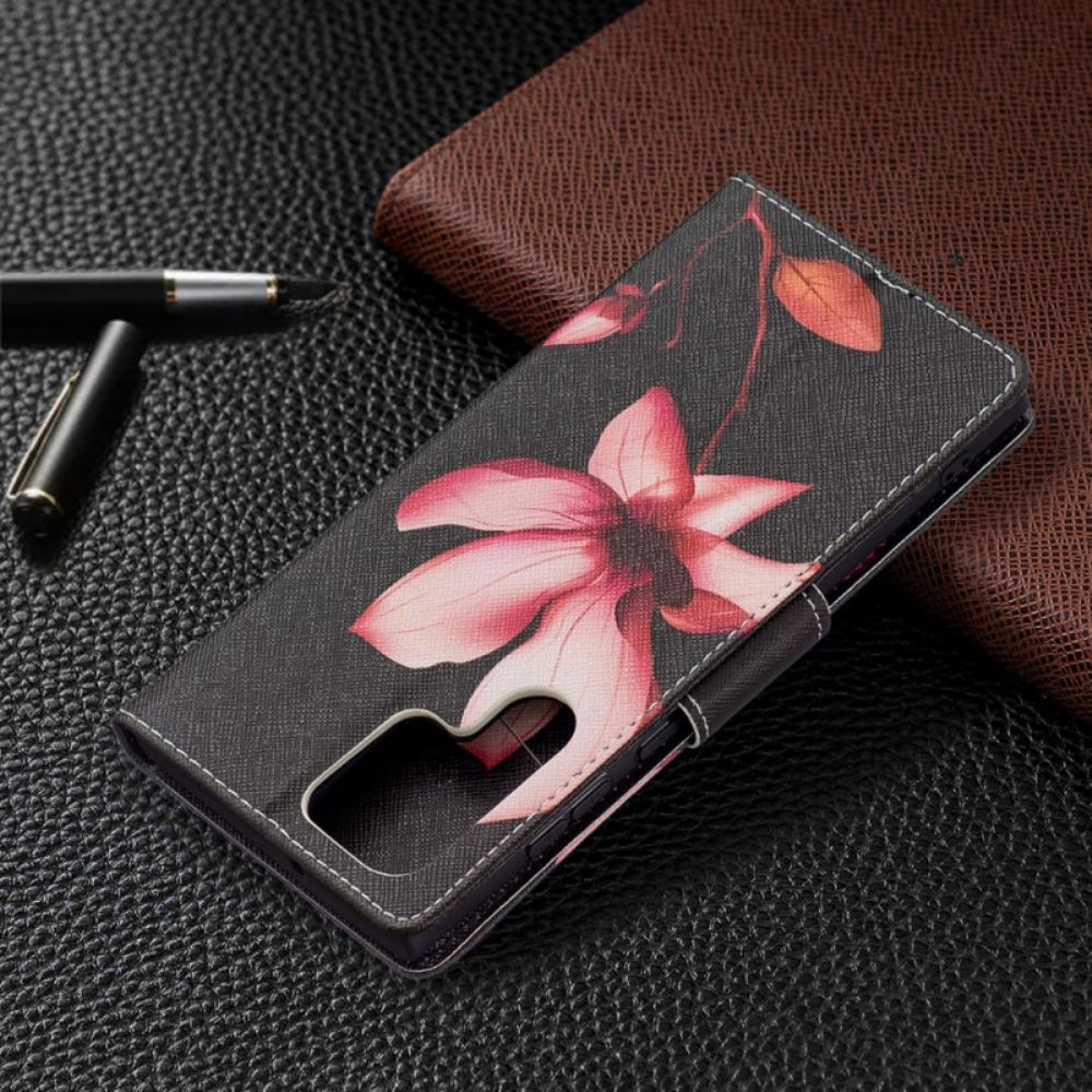 Folio-hoesje voor Samsung Galaxy S22 Ultra 5G Roze Bloem