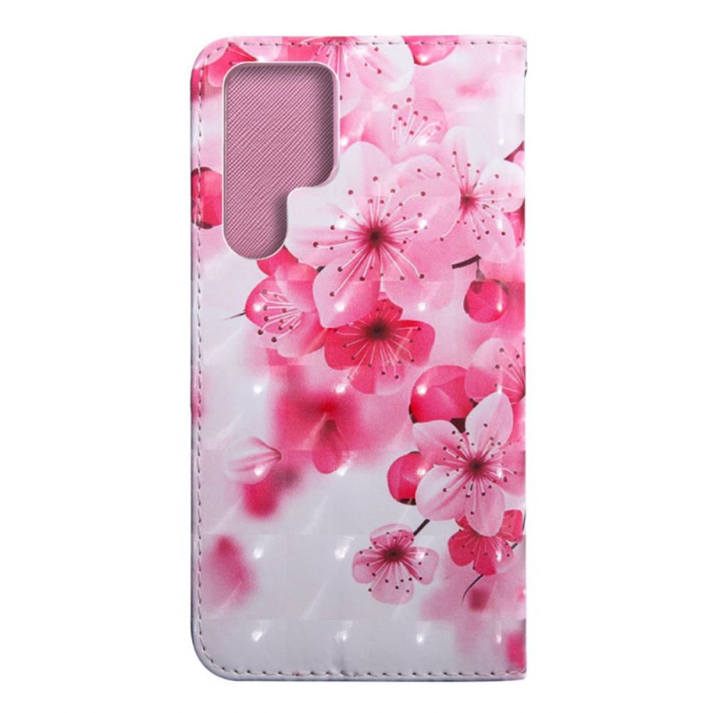 Folio-hoesje voor Samsung Galaxy S22 Ultra 5G Roze Bloemen