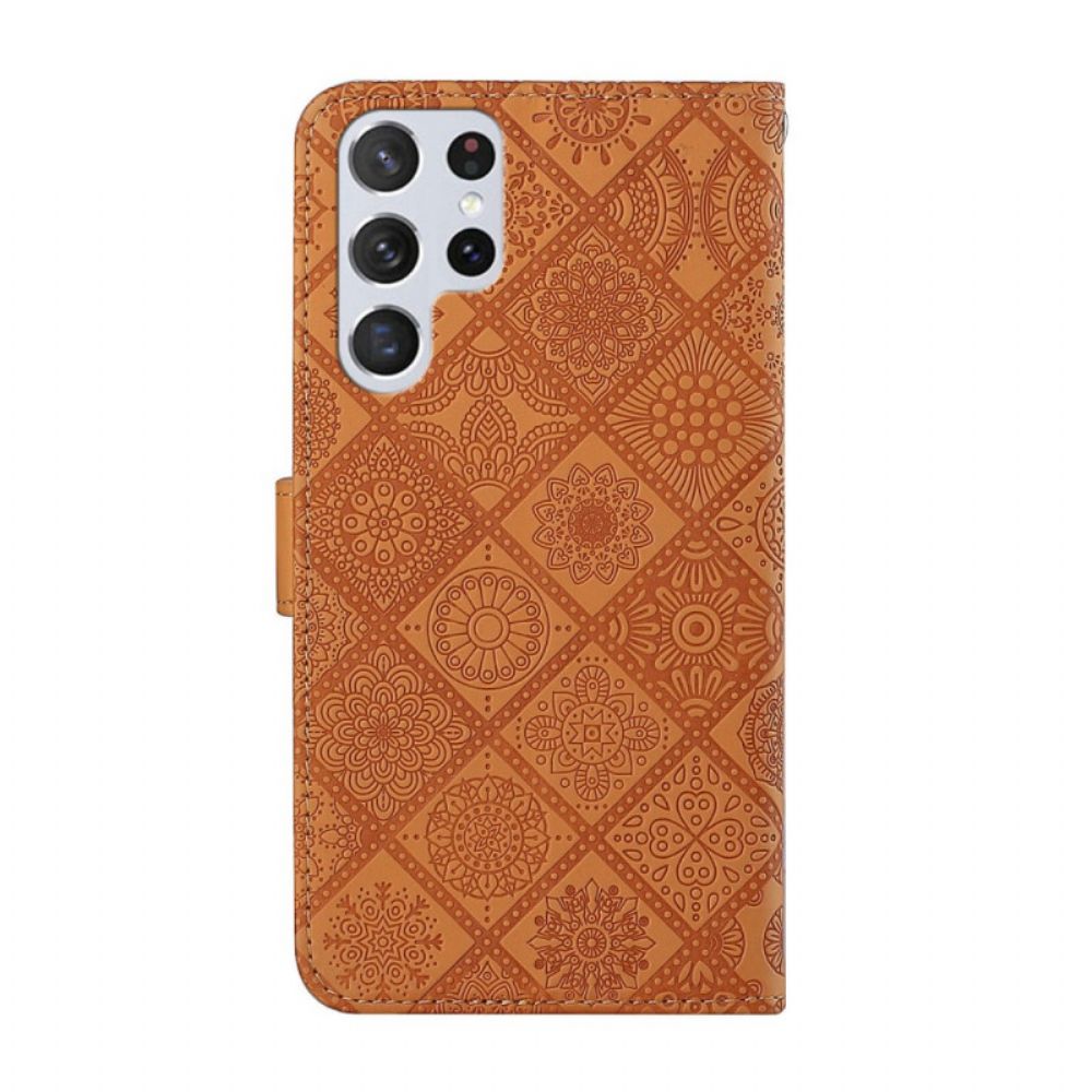 Folio-hoesje voor Samsung Galaxy S22 Ultra 5G Tapijtpatroon