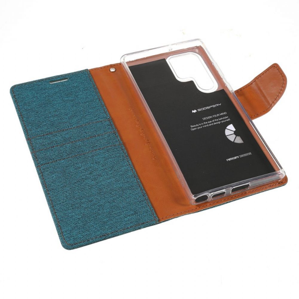 Folio-hoesje voor Samsung Galaxy S22 Ultra 5G Tweekleurige Mercury Goospery-stof