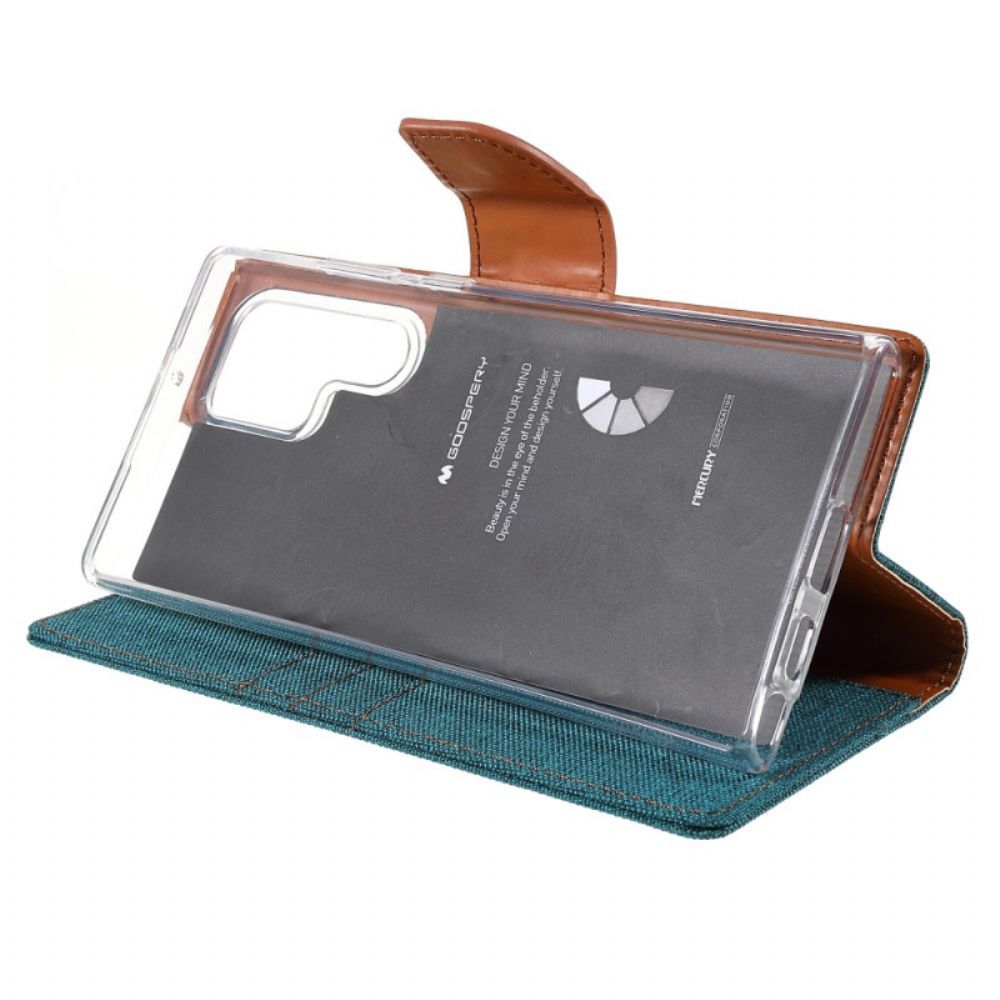 Folio-hoesje voor Samsung Galaxy S22 Ultra 5G Tweekleurige Mercury Goospery-stof