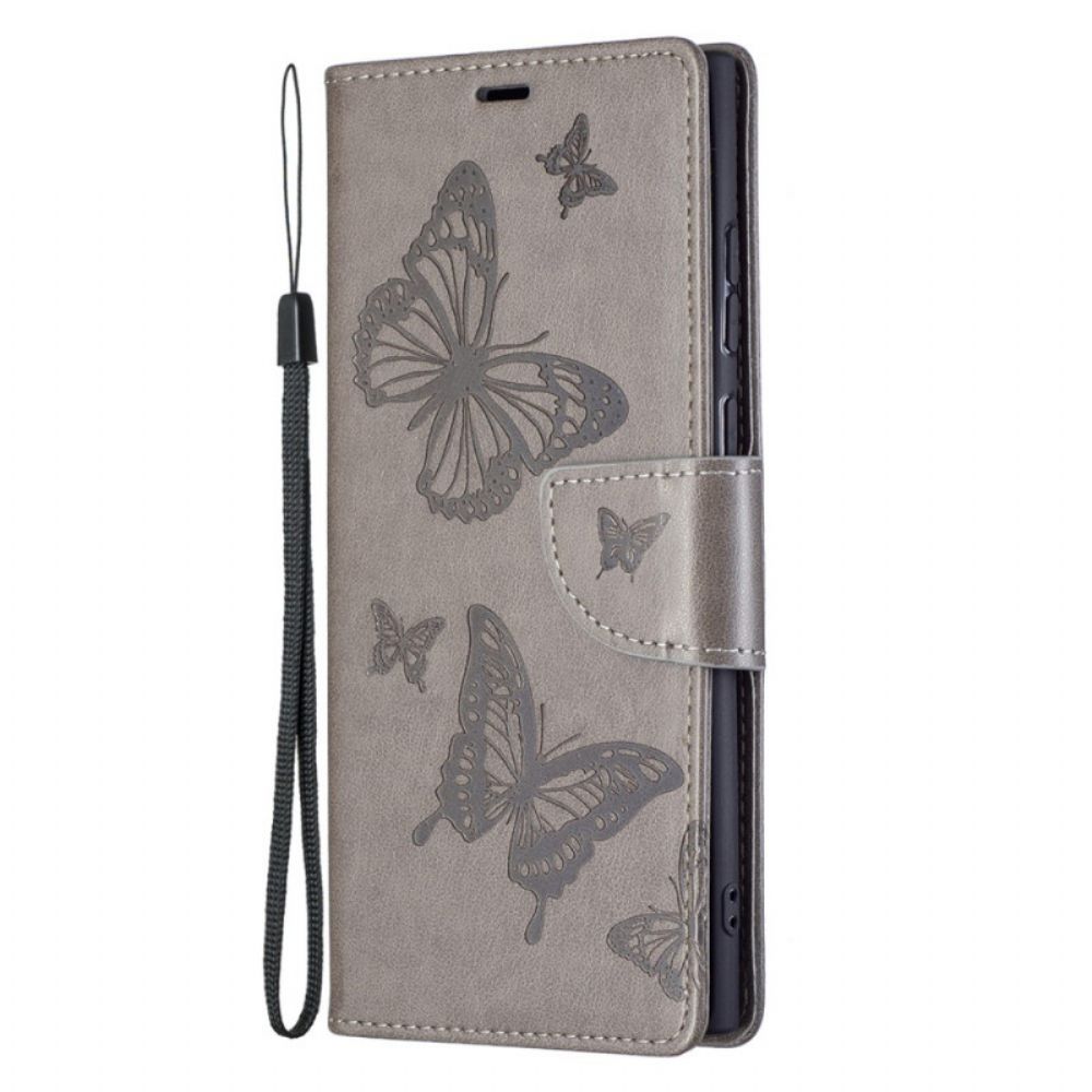 Folio-hoesje voor Samsung Galaxy S22 Ultra 5G Vlinders Tijdens De Vlucht Met Lanyard