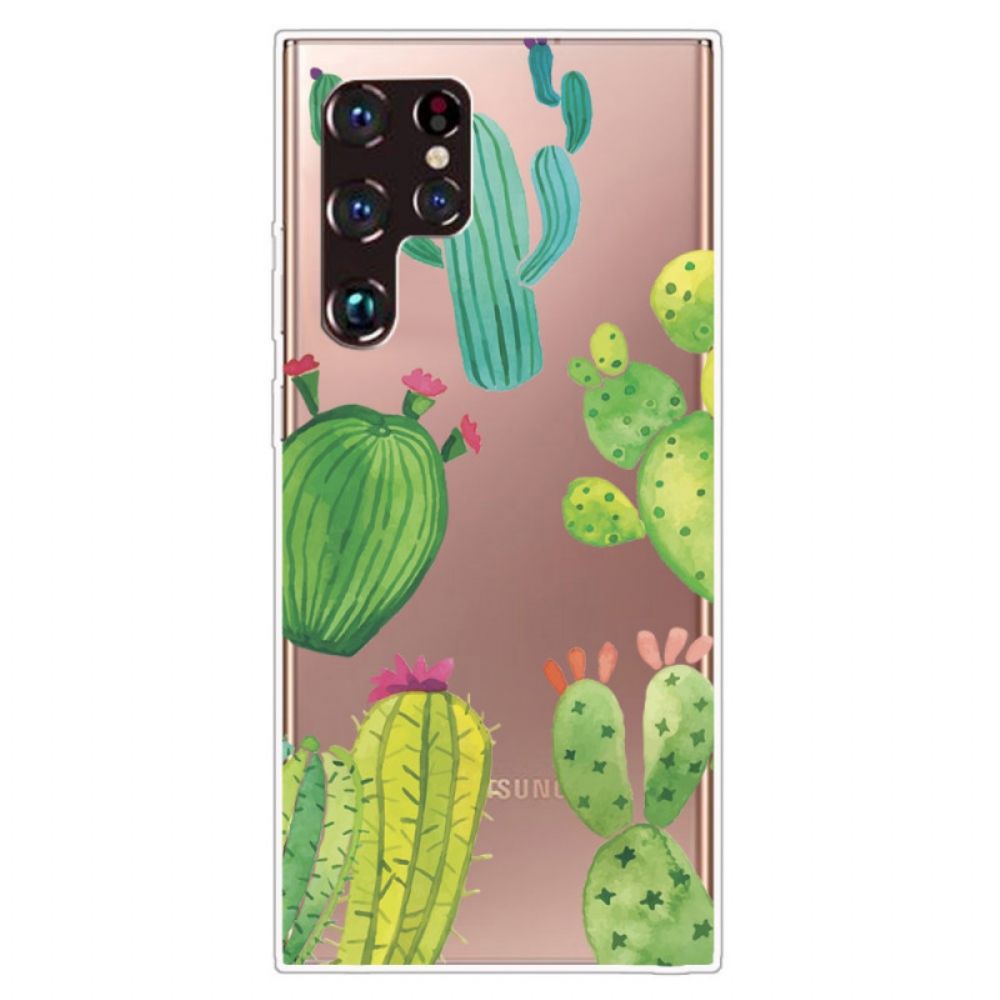 Hoesje voor Samsung Galaxy S22 Ultra 5G Cactus Aquarel