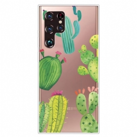 Hoesje voor Samsung Galaxy S22 Ultra 5G Cactus Aquarel