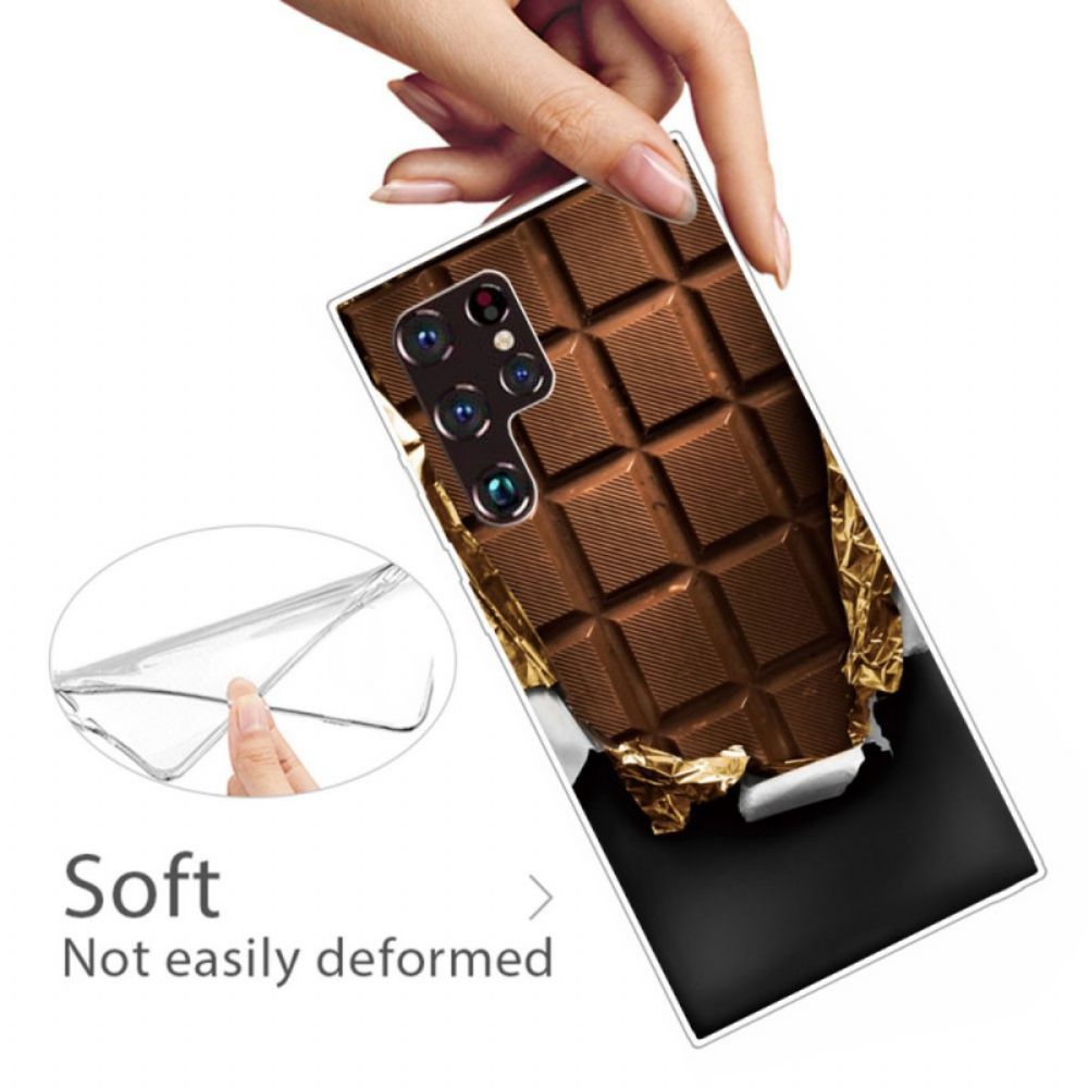 Hoesje voor Samsung Galaxy S22 Ultra 5G Chocolade Flexibel