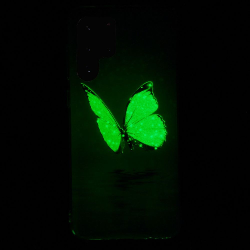 Hoesje voor Samsung Galaxy S22 Ultra 5G Fluorescerende Blauwe Vlinders