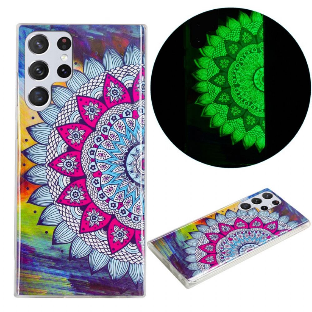 Hoesje voor Samsung Galaxy S22 Ultra 5G Fluorescerende Bloemenserie