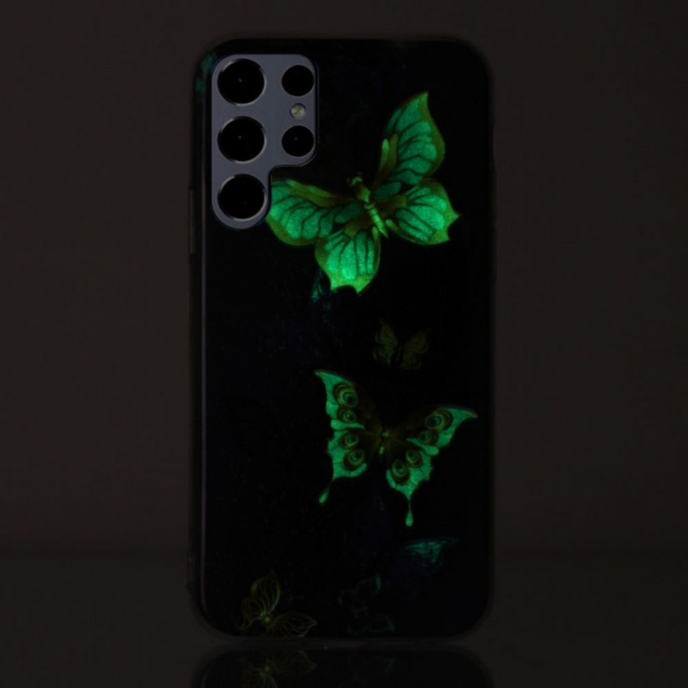 Hoesje voor Samsung Galaxy S22 Ultra 5G Fluorescerende Vlinders