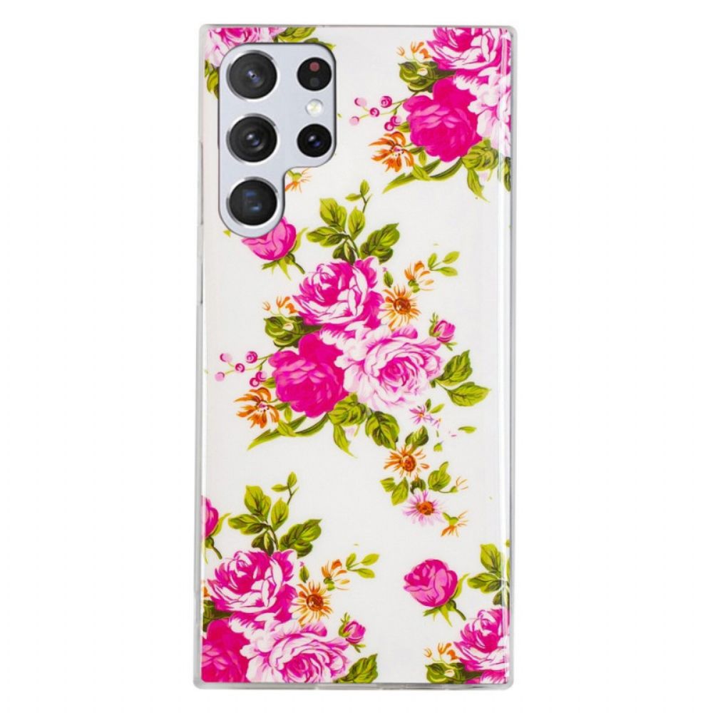 Hoesje voor Samsung Galaxy S22 Ultra 5G Fluorescerende Vrijheidsbloemen