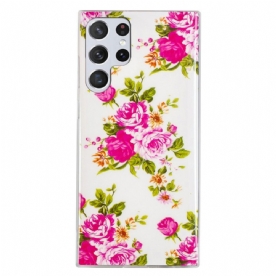 Hoesje voor Samsung Galaxy S22 Ultra 5G Fluorescerende Vrijheidsbloemen