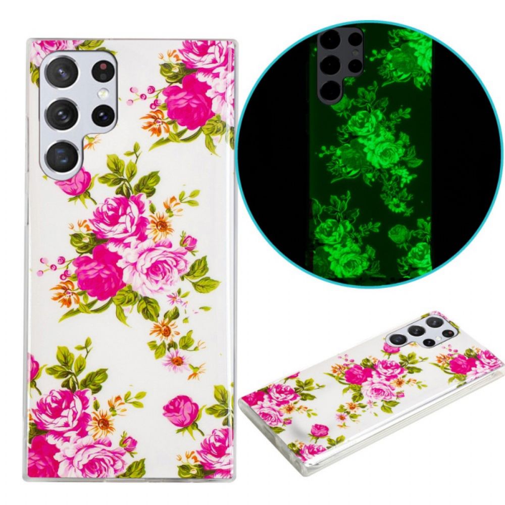 Hoesje voor Samsung Galaxy S22 Ultra 5G Fluorescerende Vrijheidsbloemen