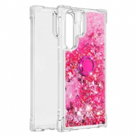 Hoesje voor Samsung Galaxy S22 Ultra 5G Glitter Ring-ondersteuning