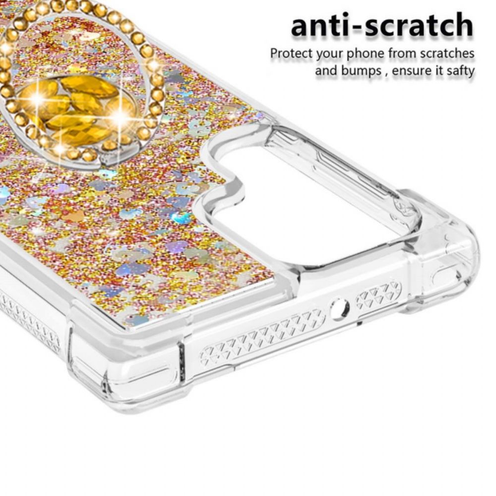 Hoesje voor Samsung Galaxy S22 Ultra 5G Glitter Ring-ondersteuning