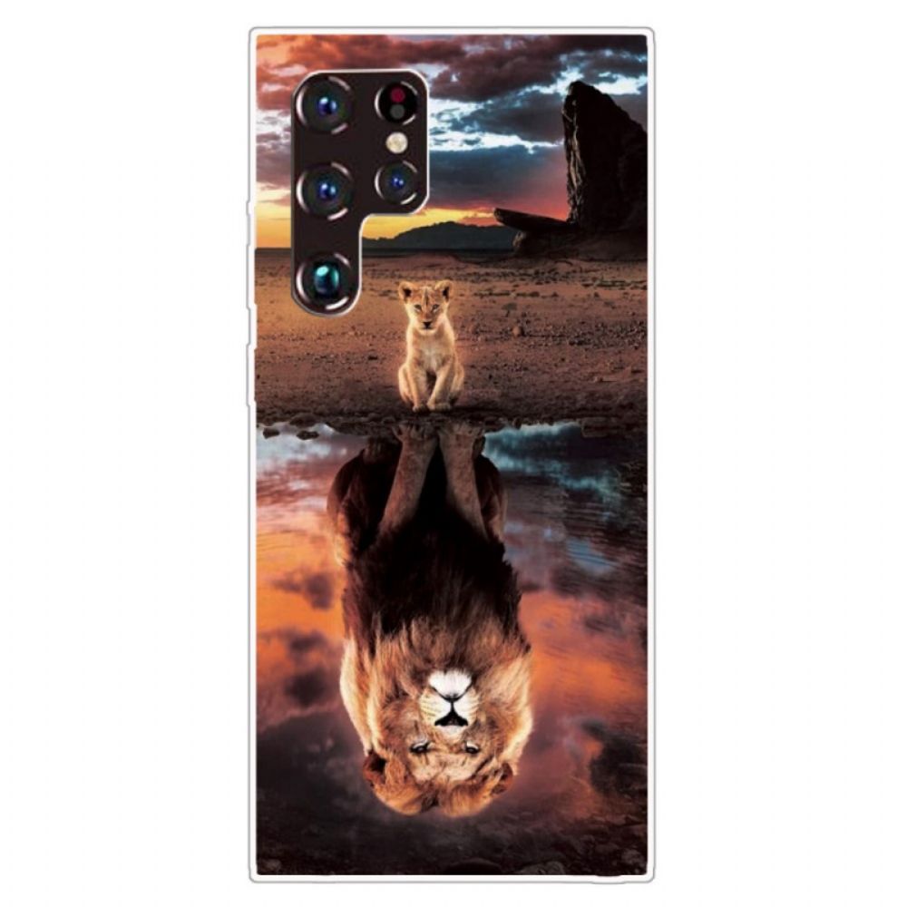 Hoesje voor Samsung Galaxy S22 Ultra 5G Leeuwenwelp Droom