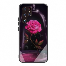 Hoesje voor Samsung Galaxy S22 Ultra 5G Magisch Roze Gehard Glas