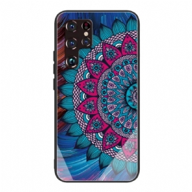 Hoesje voor Samsung Galaxy S22 Ultra 5G Mandala Van Gehard Glas