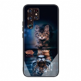 Hoesje voor Samsung Galaxy S22 Ultra 5G Mijn Tijger Gehard Glas