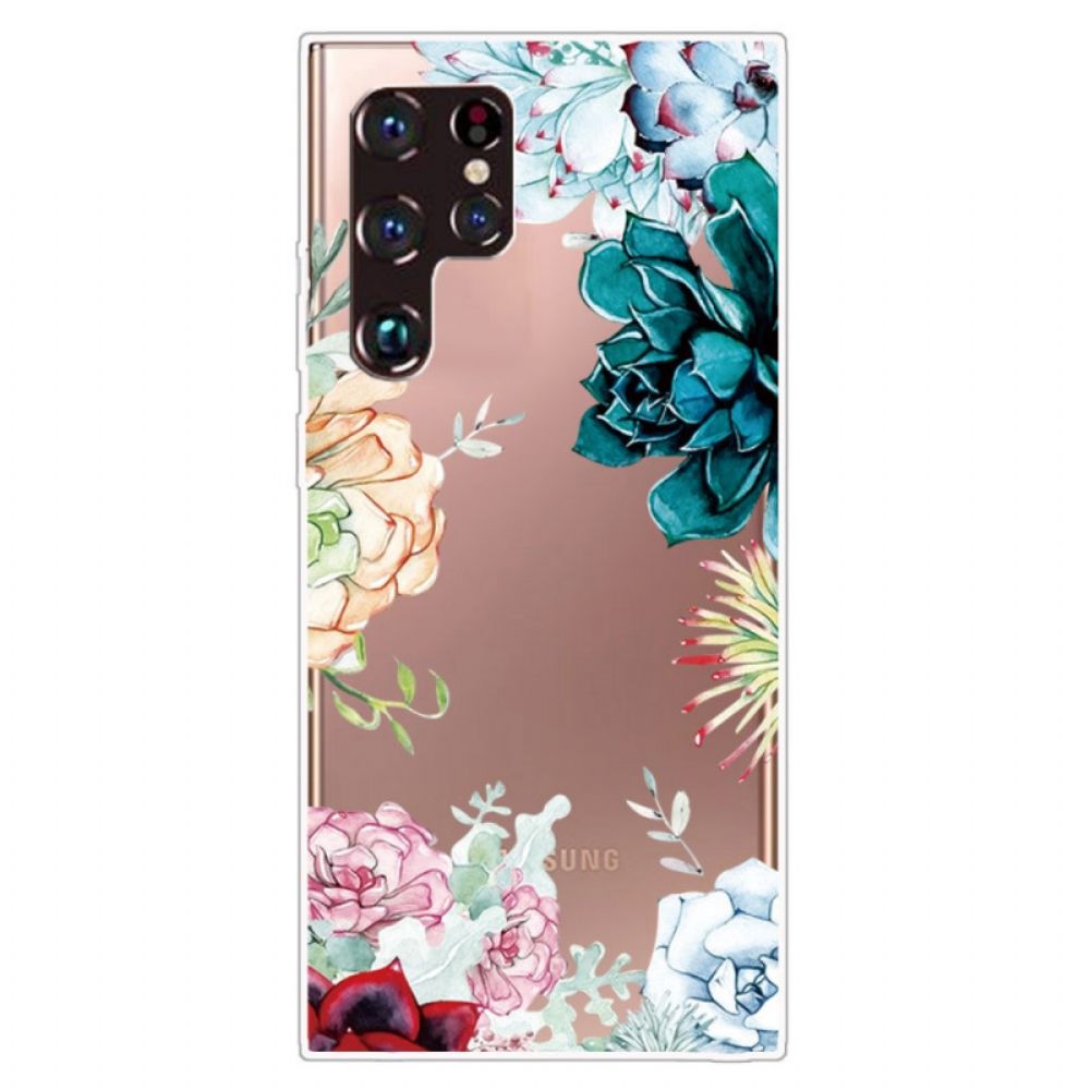 Hoesje voor Samsung Galaxy S22 Ultra 5G Naadloze Aquarelbloemen