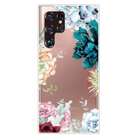 Hoesje voor Samsung Galaxy S22 Ultra 5G Naadloze Aquarelbloemen