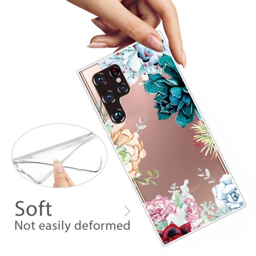 Hoesje voor Samsung Galaxy S22 Ultra 5G Naadloze Aquarelbloemen