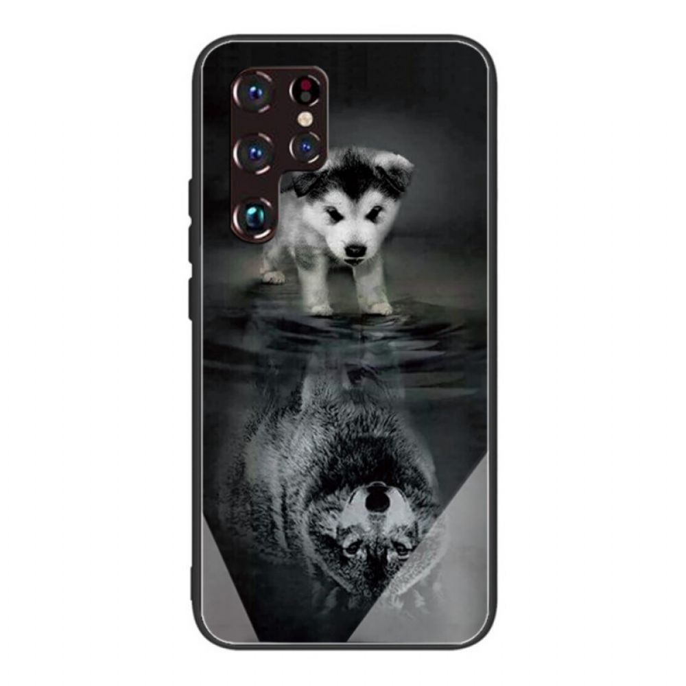 Hoesje voor Samsung Galaxy S22 Ultra 5G Puppy Dream Gehard Glas