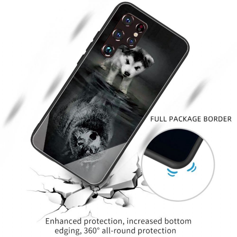 Hoesje voor Samsung Galaxy S22 Ultra 5G Puppy Dream Gehard Glas