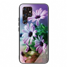 Hoesje voor Samsung Galaxy S22 Ultra 5G Realistische Bloemen Van Gehard Glas