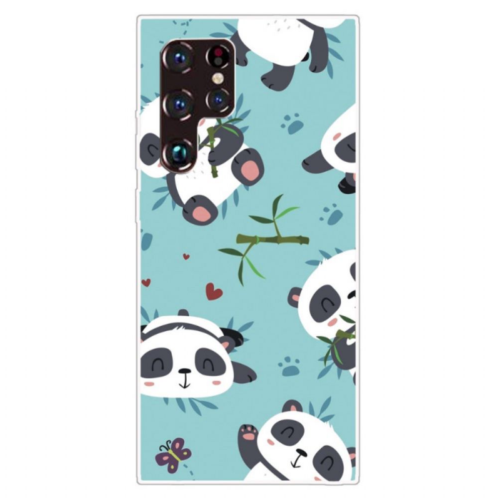 Hoesje voor Samsung Galaxy S22 Ultra 5G Stapel Panda's