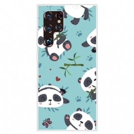 Hoesje voor Samsung Galaxy S22 Ultra 5G Stapel Panda's