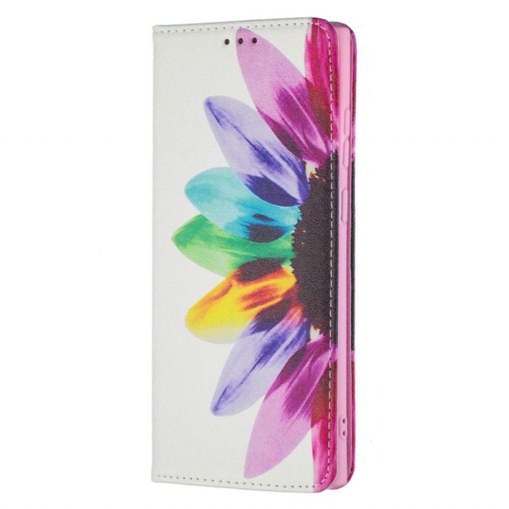 Leren Hoesje voor Samsung Galaxy S22 Ultra 5G Aquarel Bloem